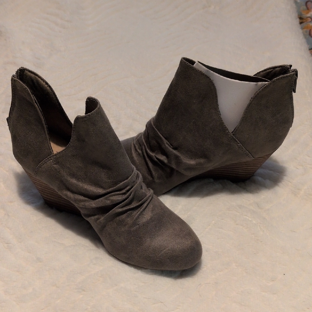 Gray Suede Ankle Boots